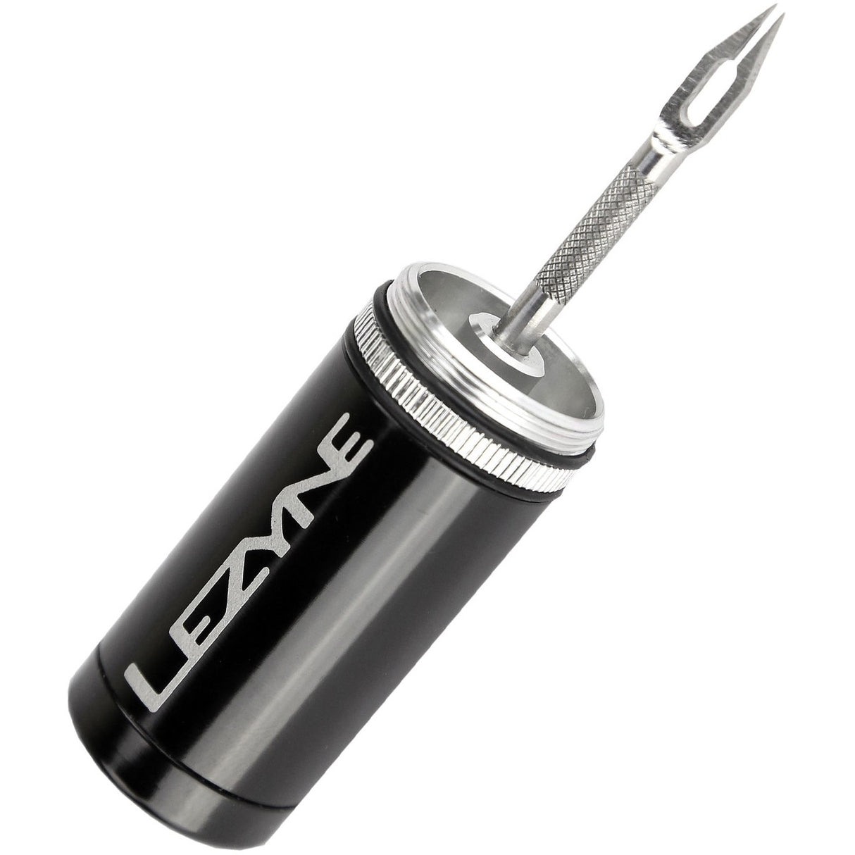 Lezyne Tubeless Tyre Kit compact aluminium storage tube black