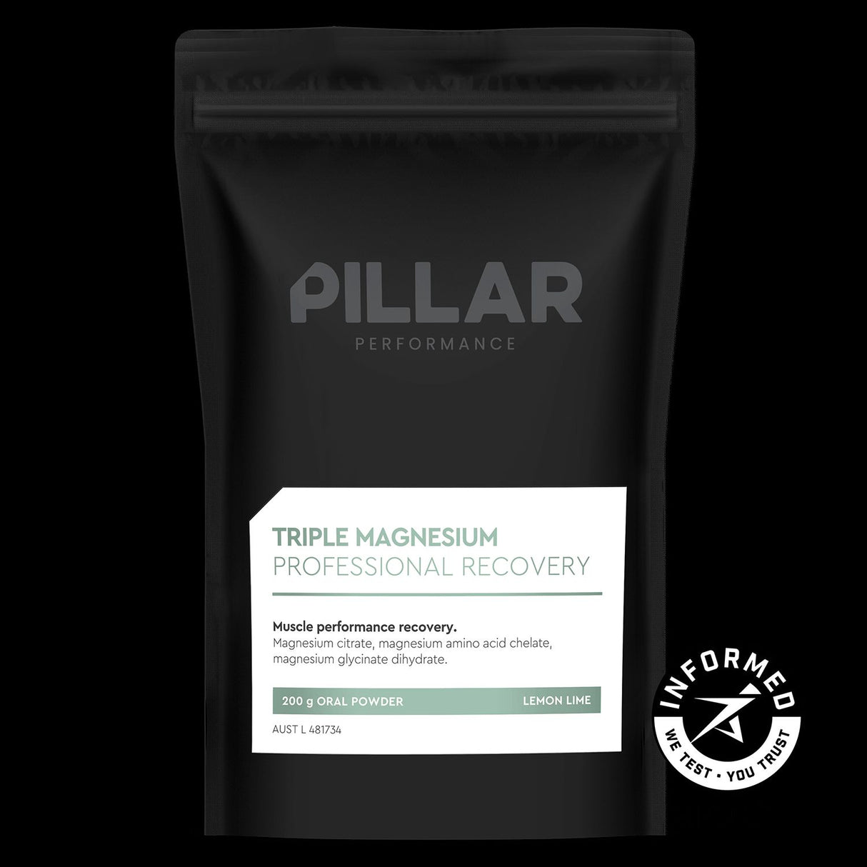 PILLAR Performance Triple Magnesium Lemon Lime 200g pouch
