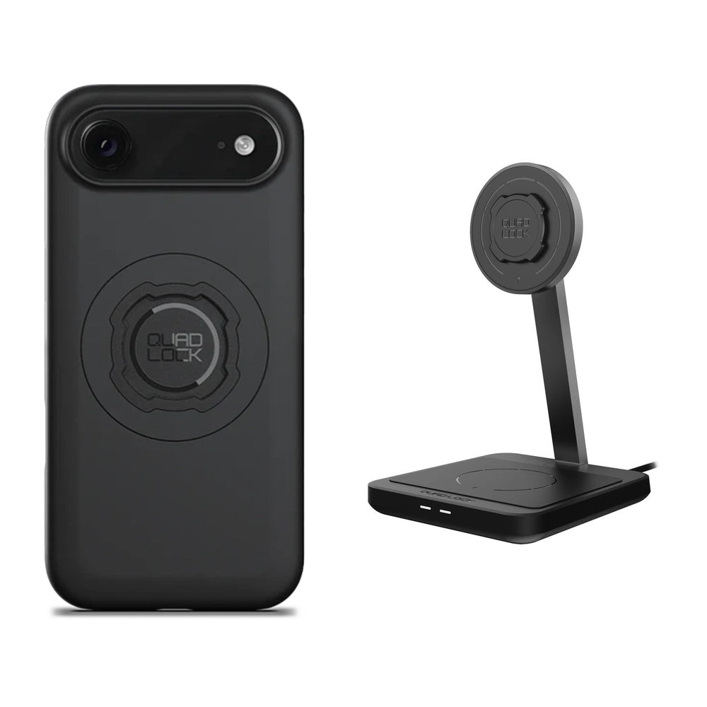Quad Lock iPhone 17 Series MAG Case + Dual Desktop Wireless Charger Bundle