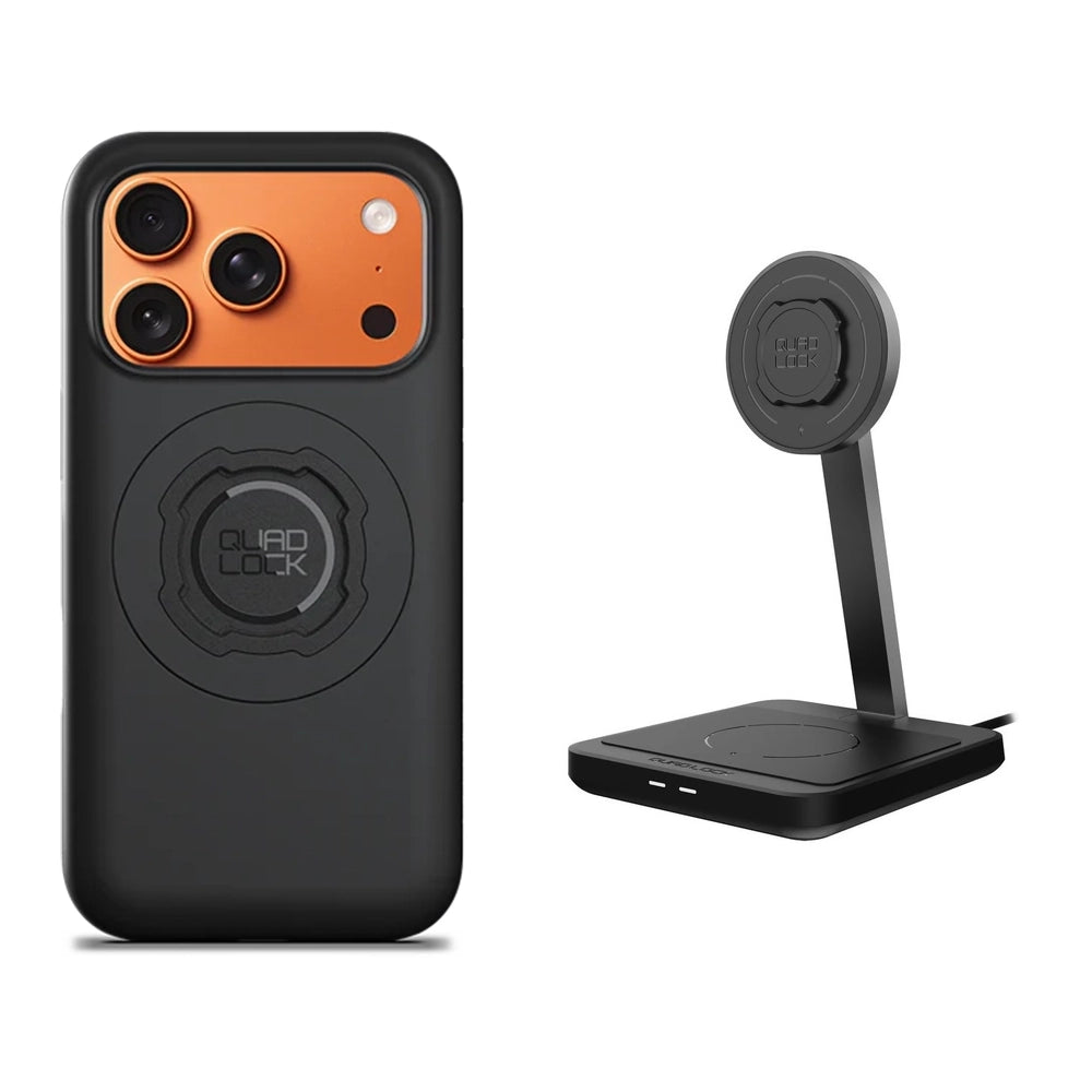 Quad Lock iPhone 17 Series MAG Case + Dual Desktop Wireless Charger Bundle