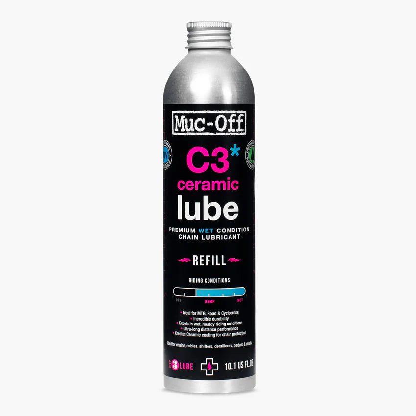 Muc-Off C3 Ceramic Wet Lube 300ml PCR aluminium refill bottle