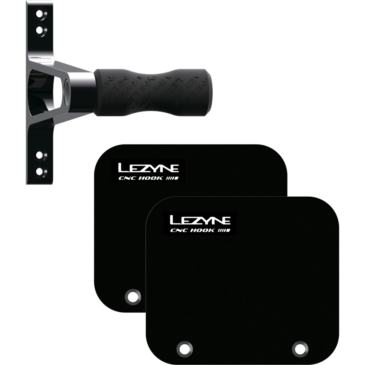 Lezyne CNC alloy wheel hook wall-mount bike storage system black