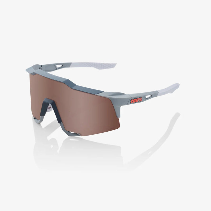 100% Speedcraft Soft Tact Stone Grey Hiper Crimson Silver Mirror Lens Eyewear - Wolfis