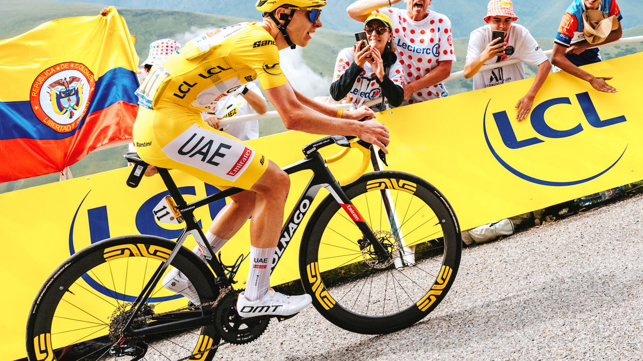 Tadej Pagacar riding at the Tour de France