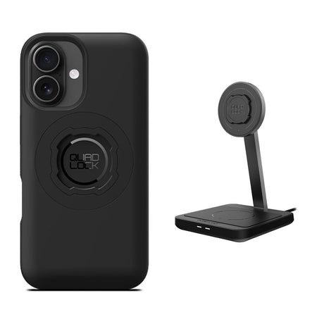 Quad Lock iPhone 15 & 16 MAG Case + Dual Desktop Wireless Charger Bundle