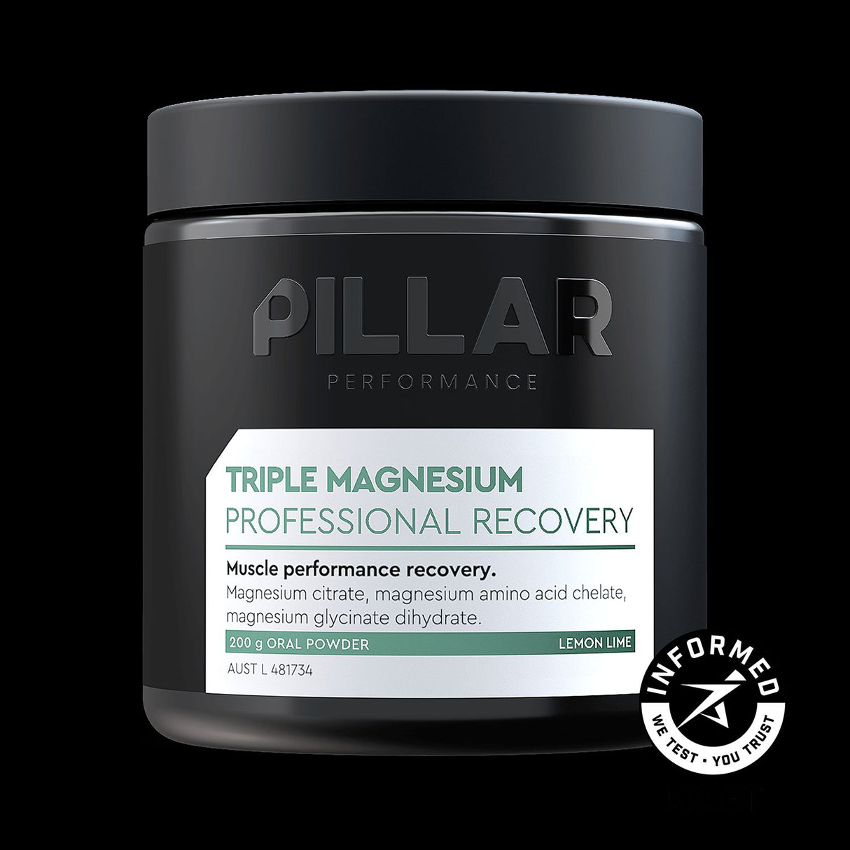 PILLAR Performance Triple Magnesium Lemon Lime 200g Jar